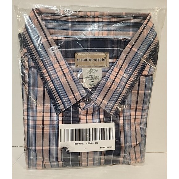 2 pack SCANDIA WOODS size 3XL Mens Short Sleeve pilot Shirt cotton with pockets - Picture 4 of 7